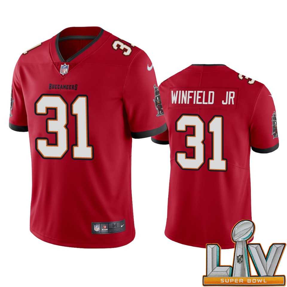 Super Bowl LV 2021 Men Nike Tampa Bay Buccaneers 31 Antoine Winfield Jr. Red 2020 NFL Draft Vapor Limited Jersey